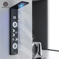 LED Shower Panel Waterfall Rain Shower Faucet Set SPA Massage Jet Bath Shower Column Temperature Display Mixer Tap Tower