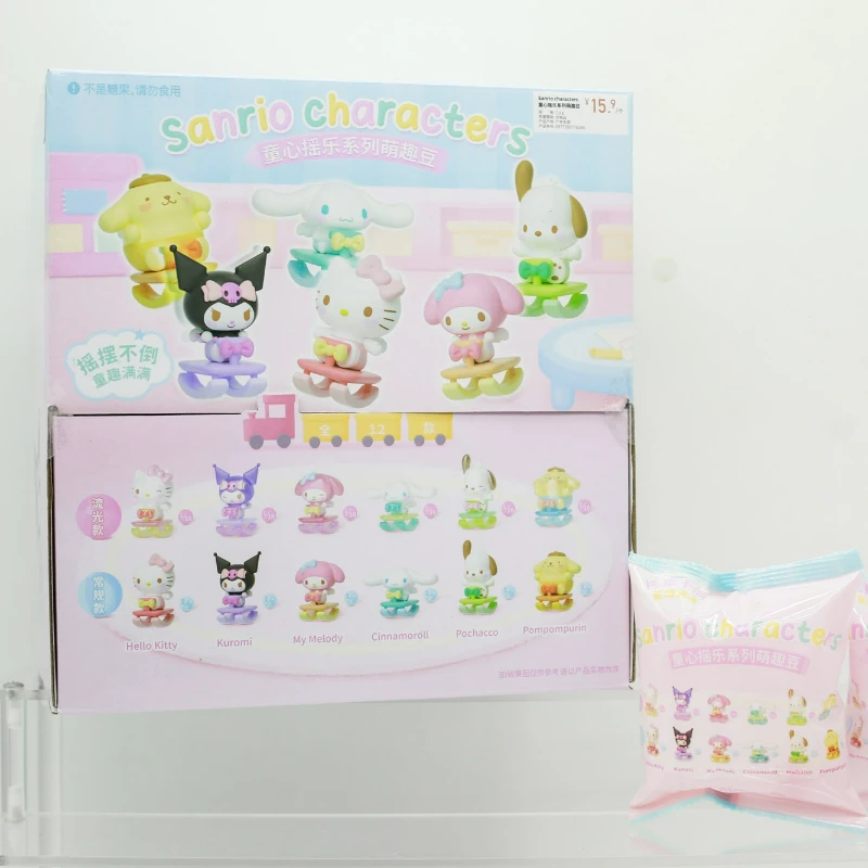 Sanrio personagem shake série caixa cega brinquedos bonito feijão mini figura olá kitty kuromi minha melodia boneca modelo brinquedos crianças presentes