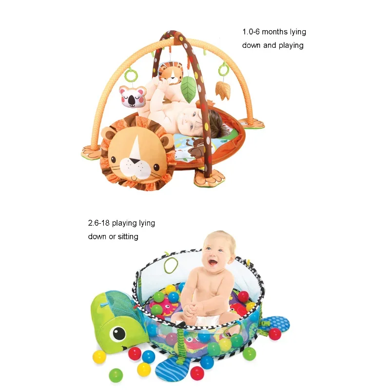 Baby Activity Gym & Playmat  Educational Fitness Mat Cartoon Animals Crawling Game Blanket for Newborns Babies Toddlers Gifts