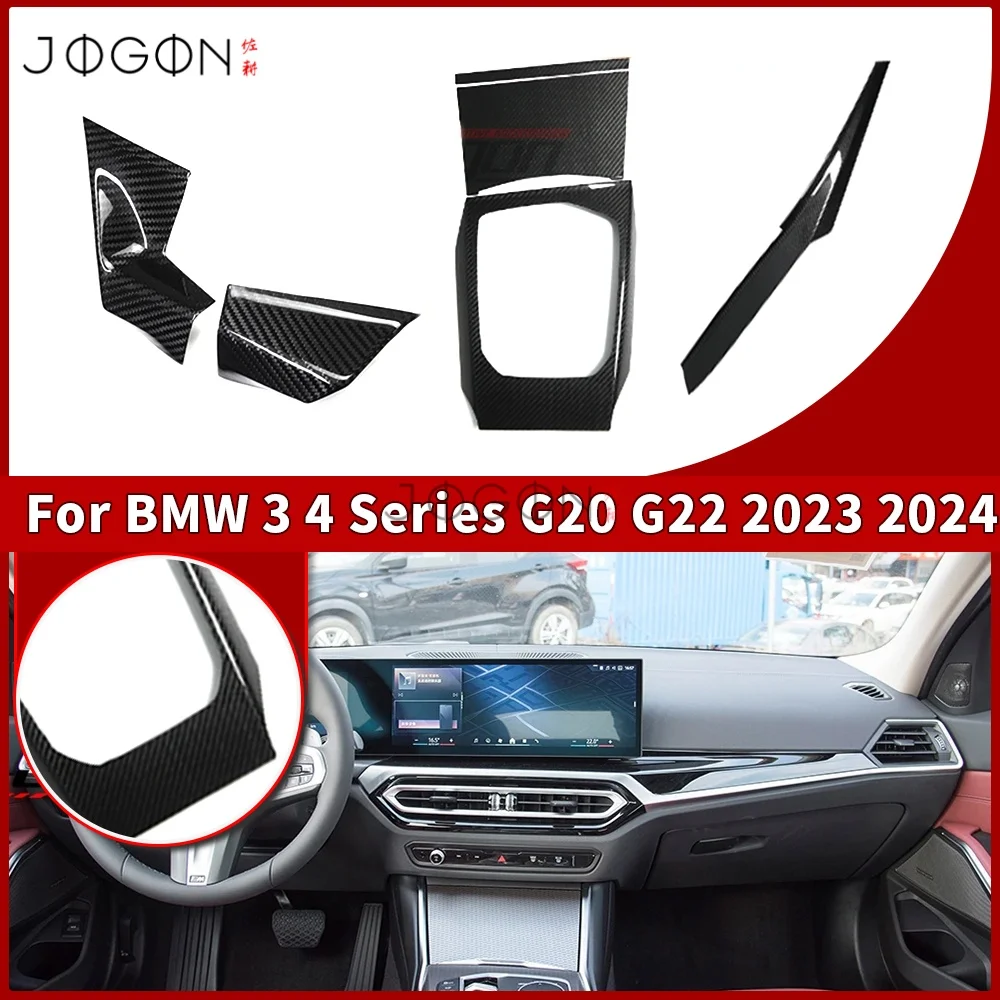 

6PCS For BMW 3 4 Series G20 G22 Facelift 2023 2024 Car Interior Center Console Dashboard Side Gear Panel Carbon Fiber LHD RHD