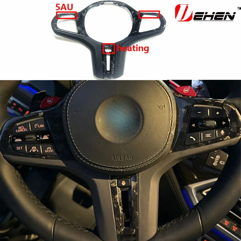Garniture de couverture de volant en Fiber de carbone, décor pour BMW M Sport G80 G82 G87 F90 F95 F96 G20 G30 G26 G05 G06 G32 G11 G29 F40 G42 G14