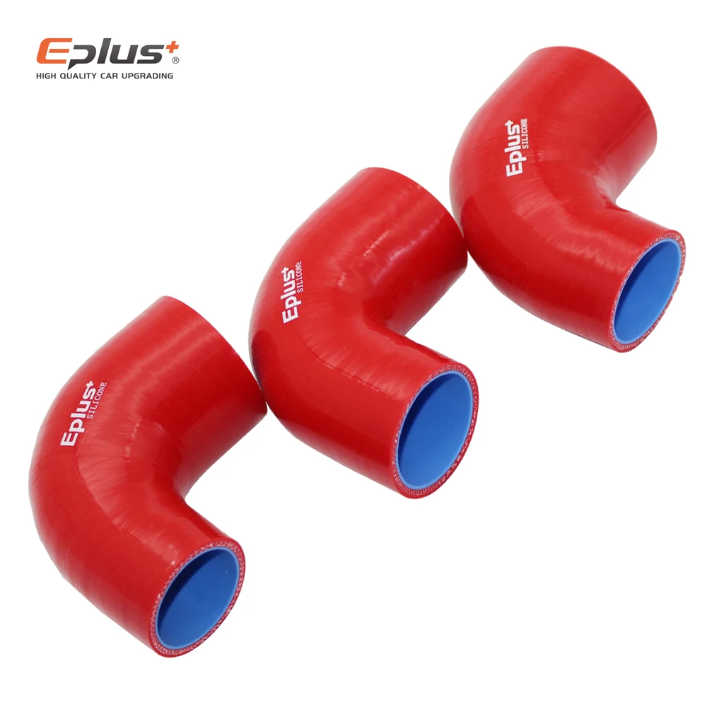 Universal 90 Degrees Reducer Silicone Tubing Braided Hose Car Intercooler Turbo Mechanical Plumbing Connecting Red Multi Size