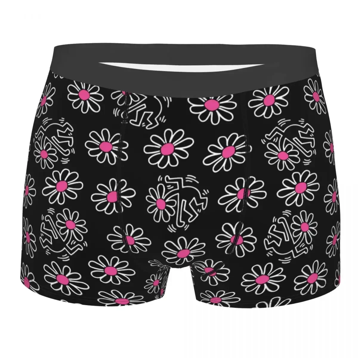 Custom Black Flower Child Abstract Haring Dance Boxers Shorts Mens Briefs Underwear Funny Underpants