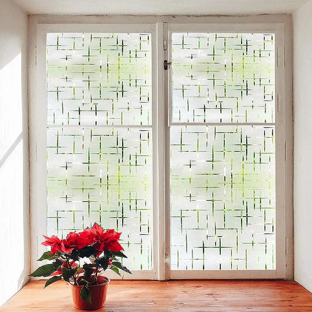 Frosted Window Film Non-Adhesive, Frosting Privacy Film for Glass Windows, Self Static-Cling Decorative Window Cling for Home