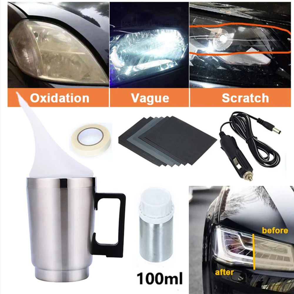 Car Headlight Scratch Oxidation Old Vague Polish Restoration Set Steam Cleaner Head Light Headlamp Lens Restore Restoration Kit