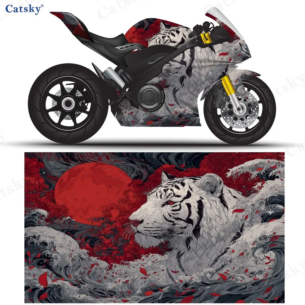 

Устойчивая к царапинам наклейка для мотоцикла «Белый тигр», съемная наклейка, универсальная для мотоциклов, прочный ПВХ, долговечная остатка