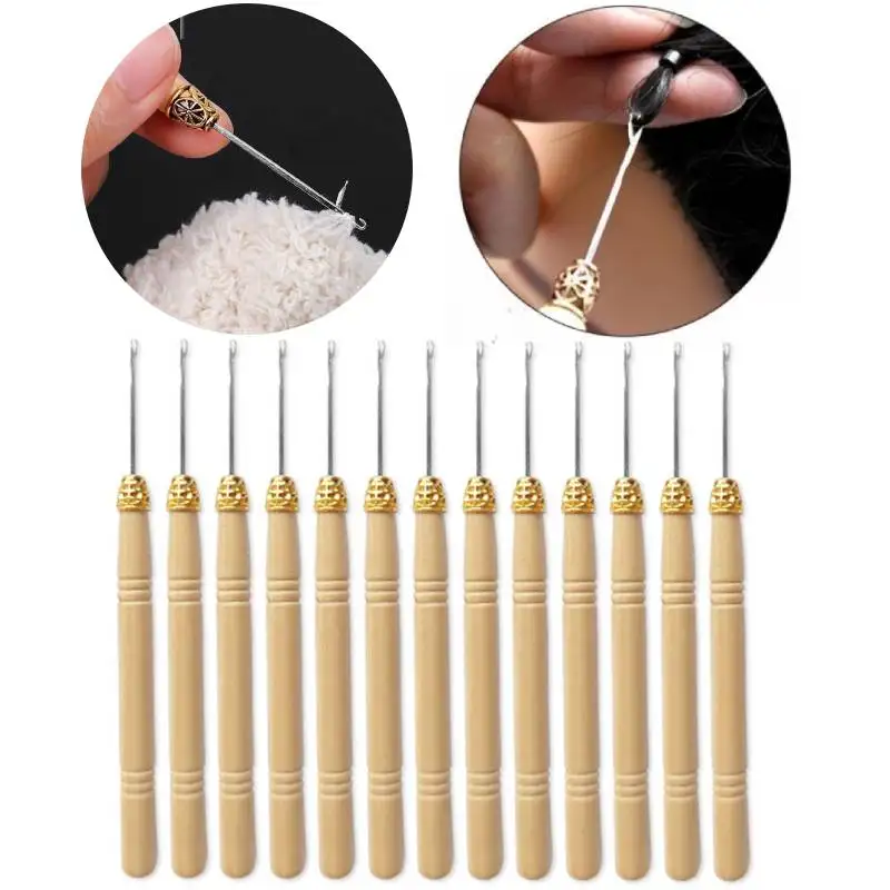 Ganci per capelli gancio per estensione dei capelli strumento per tirare manico gancio ago Micro anelli anelli ago estensione dei capelli s Threader Hook Loop Needl