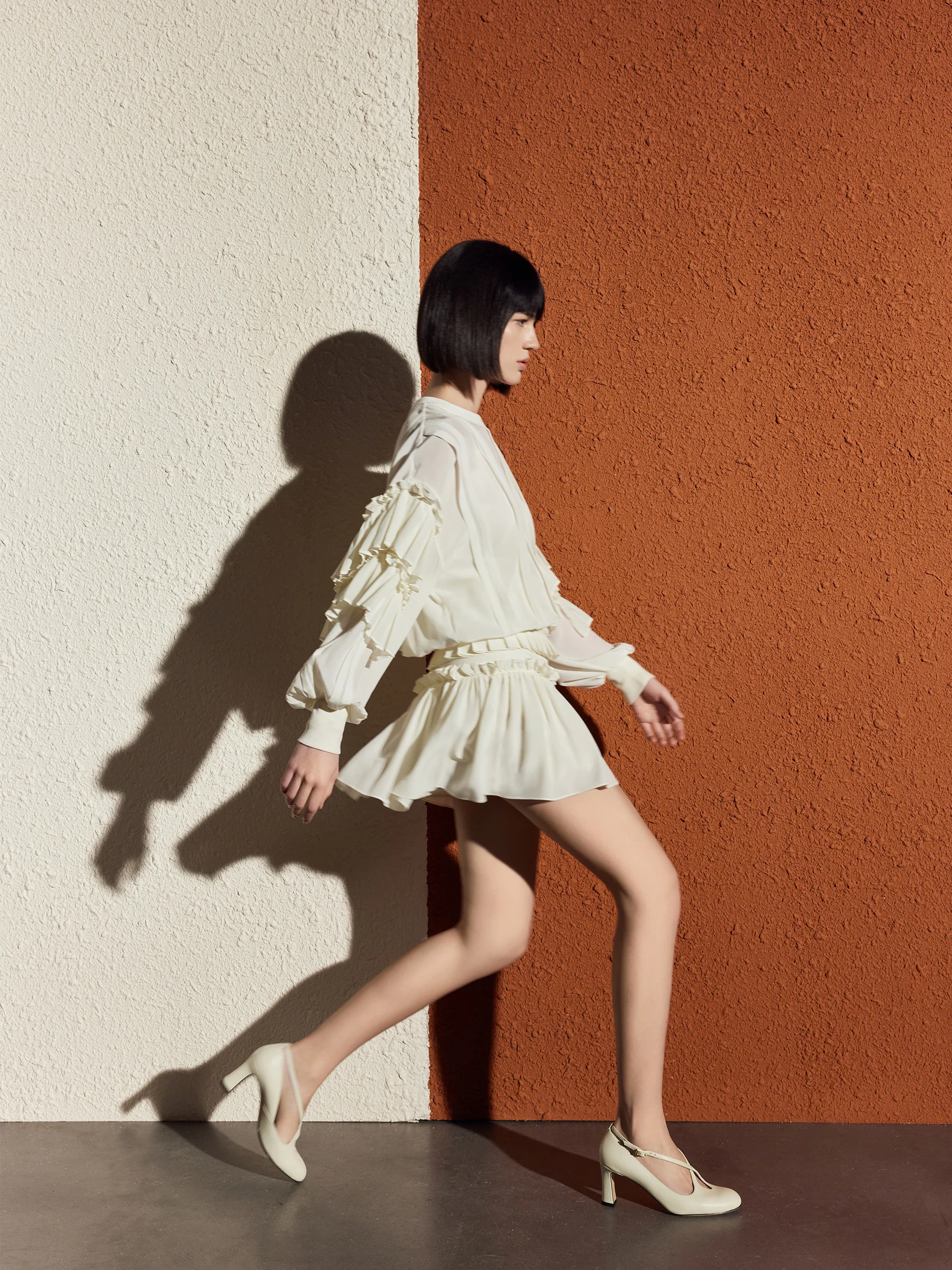 

Роскошный комплект из шелковой марли NancyCavally: блузка и короткая юбка с кружевным краем, легкий, двухслойный, плиссированный, женский модный ансамбль