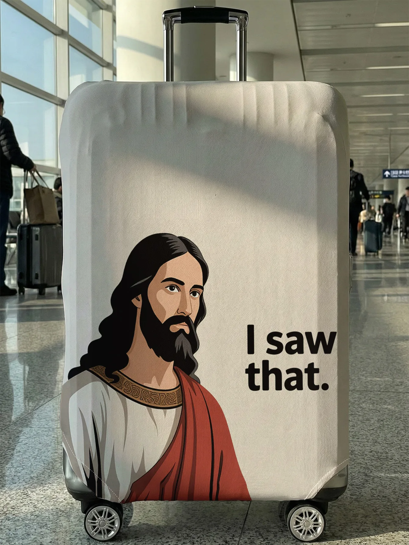 

Чехол для багажа с забавным мемом с изображением Иисуса, подходит для чемоданов 18-32 дюймов, чехлы для ручек чемоданов, аксессуары для путешествий.