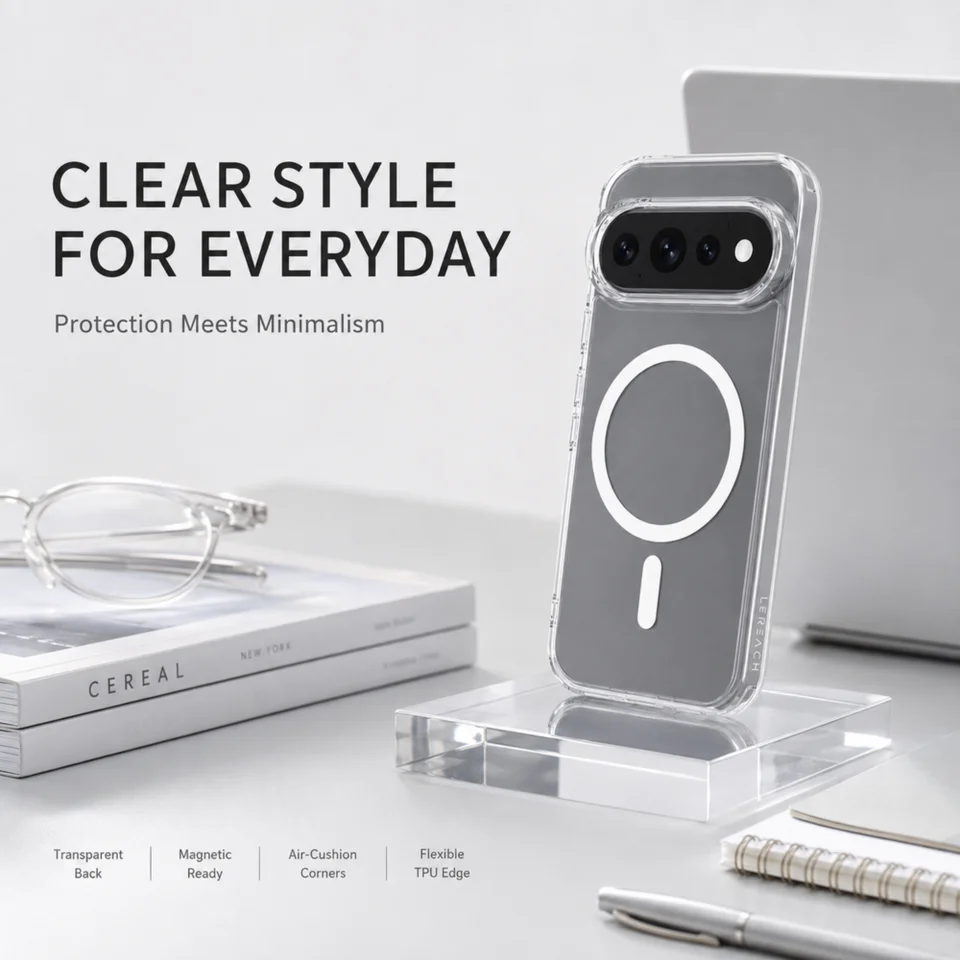 Funda Lereach para Google Pixel 11 Pro XL 11Pro, magnética, cristalina, ultra delgada, a prueba de golpes y anti-rayaduras 4