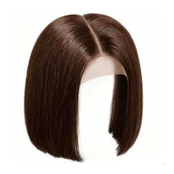 Bone Straight Short Bob Wig Human Hair 300% Density Chocolate Brown Straight Bob Wigs 2x6 HD Lace Wig Human Hair for Black Women