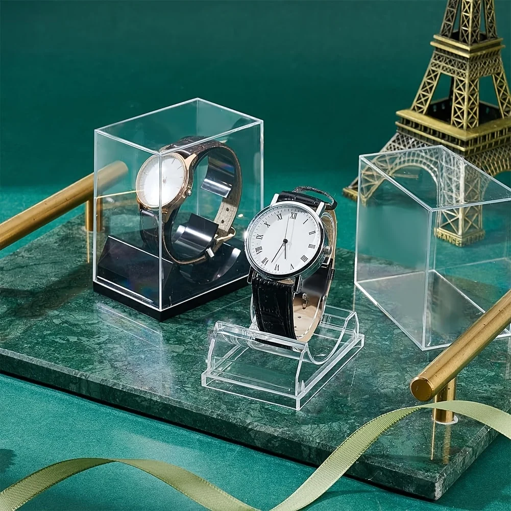 

Watch Stand Rack Plastic Transparent Black Wrist Watch Storage Box Showcase Shelf Jewelry Display Watch Packaging Box