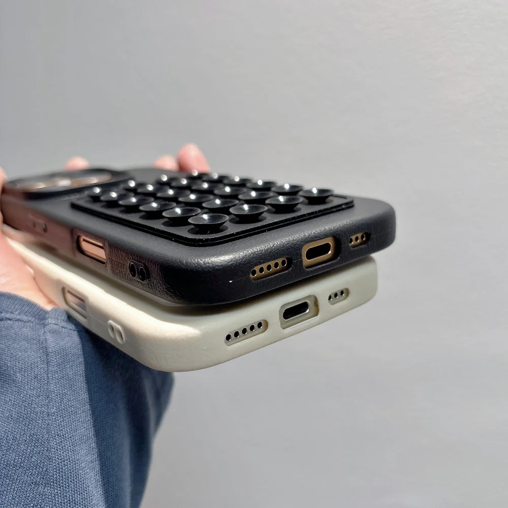 Luxury 3D Suction Cup Airbag Litchi Pattern Phone Case For iPhone 17 16 15 14 13 12 11 Pro Max Plus XR XS Soft Shockproof Cover - náhled 6