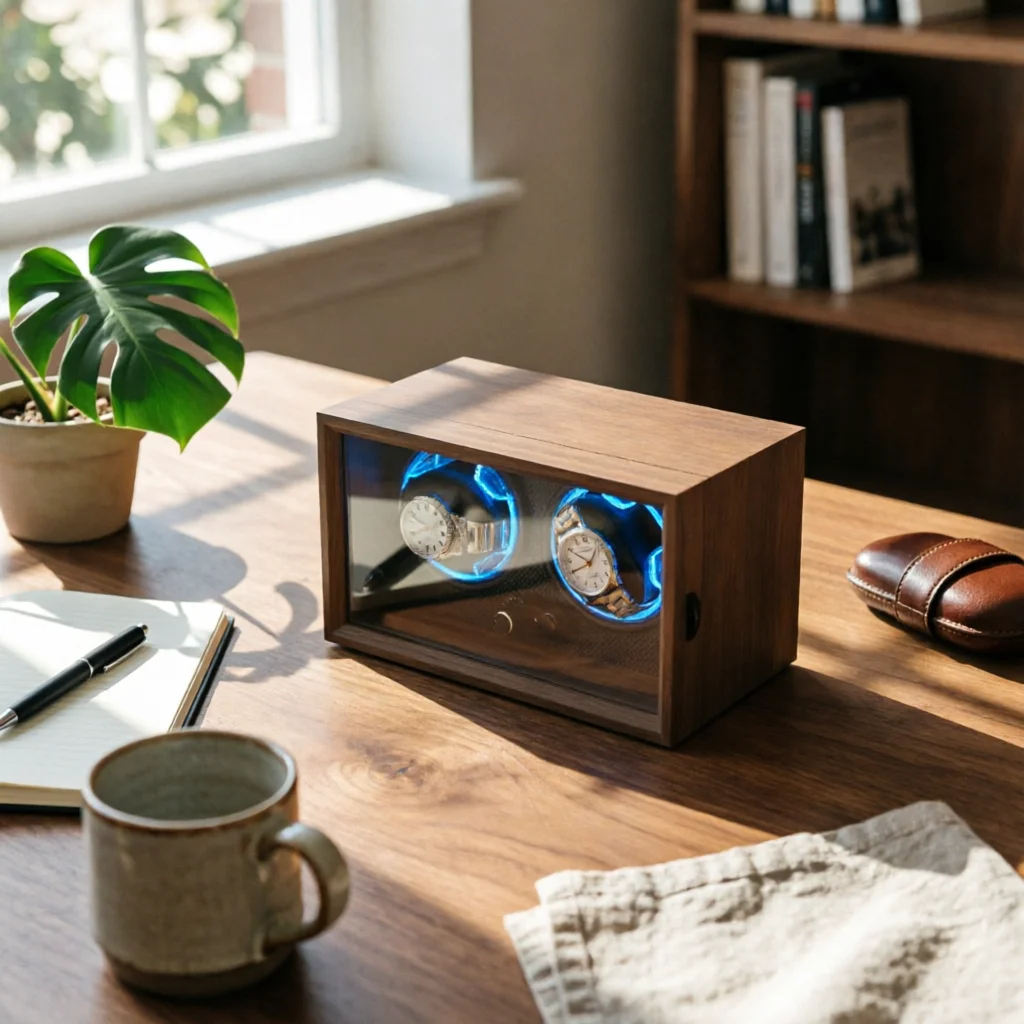 Two-Watch Watch Winder USB Powered Watch Winder Box Quiet Silent for Men, Nightstand, Bedroom
