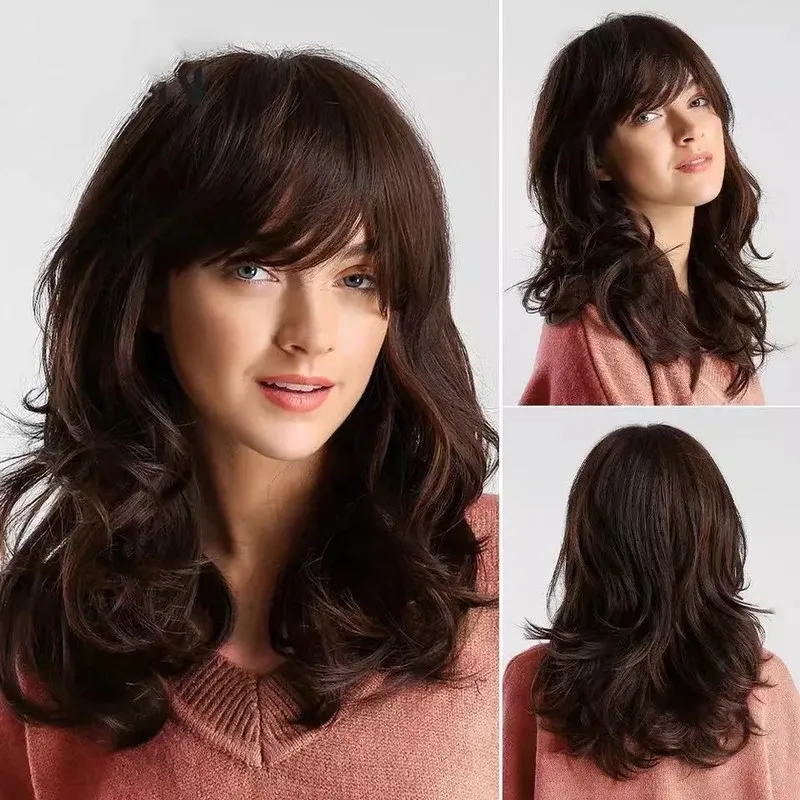 AliExpress new product: women's black, medium-length , soft and tangle-resistant, one-piece wig