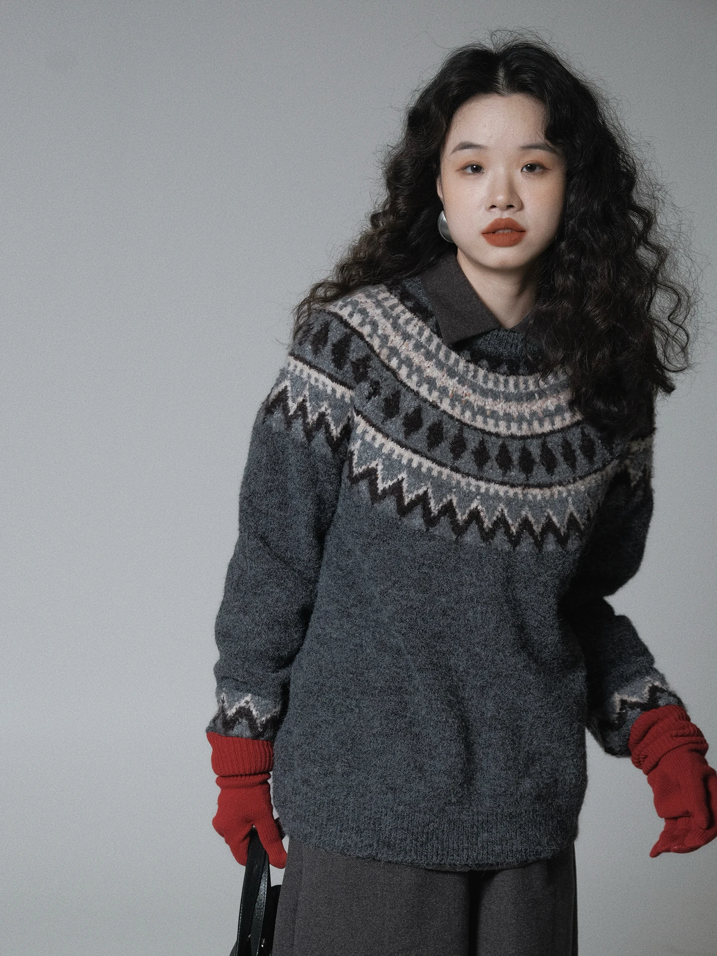 

Warm Fce Knitted Sweater Long Sve Crew Ne Pullover Women's Sle Casual Loose Fit Polyester Spandex Wool Nylon Blend