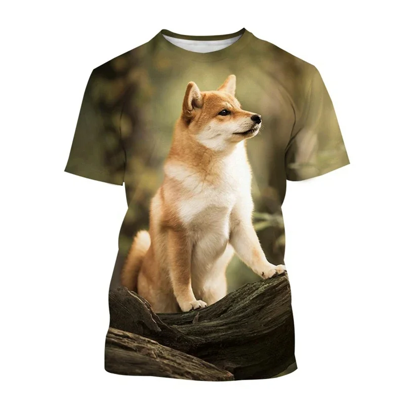 Japanese Akita Inu T Shirt For Men Cute Dog Animal 3D Printed Tees Harajuku Short Sleeve Baggy Street Tops T-shirt Kids