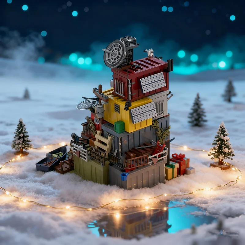 2184pcs MOC Post Apocalyptic Survivors Base On Docks Castle Model Toys Building Blocks Construction Christmas Gifts Display