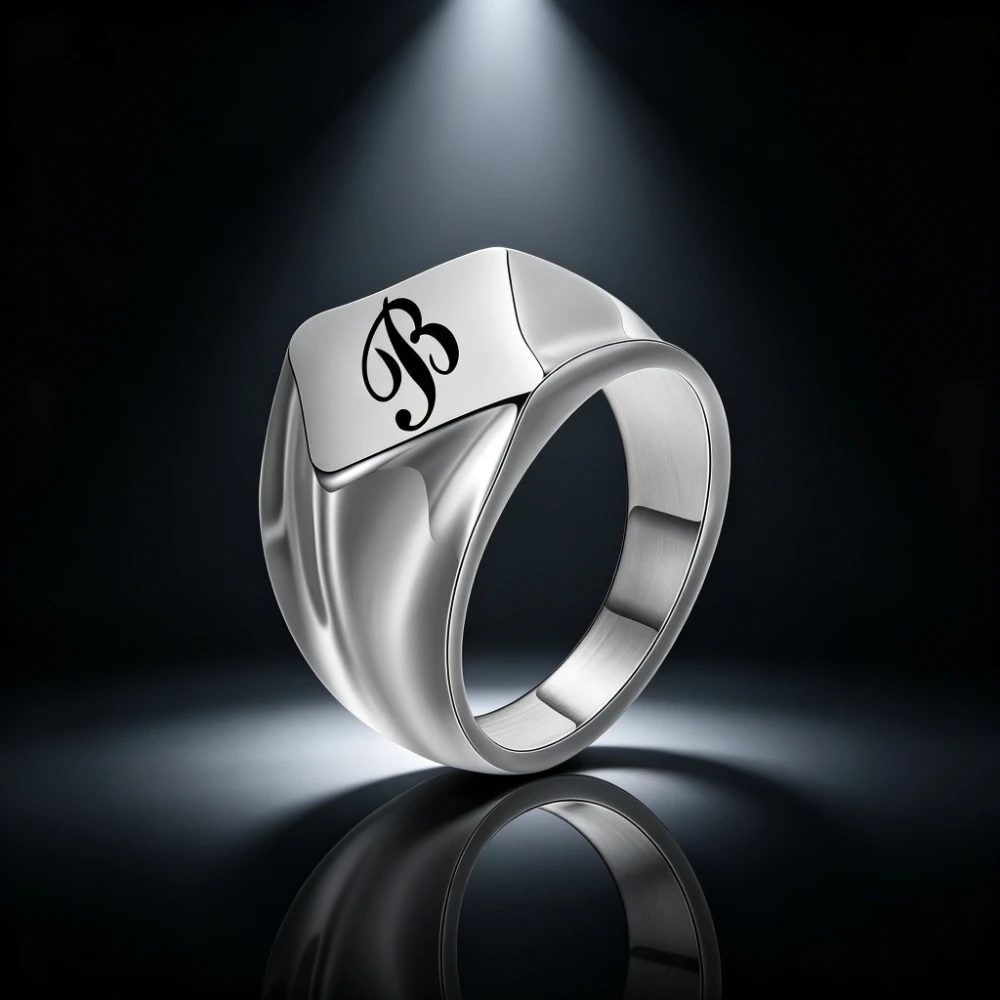 Men Women Unisex Letter Signet Ring A B C D E F G H I J K L M N O P Q R S T U V W X Y Z Engraved Monogram Fashion Jewelry Gift