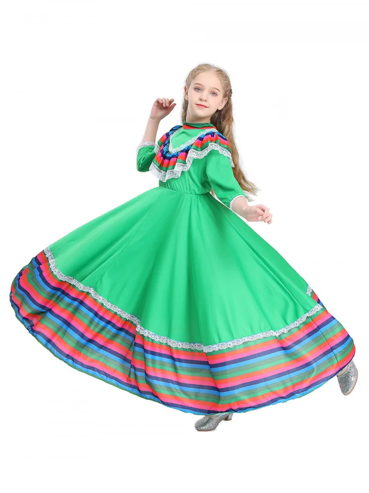 

Halloween Traditional Folk Dance Long Skirt Girl Performance Ethnic Style Outfit Traditional Costume Large Swinging Skirt