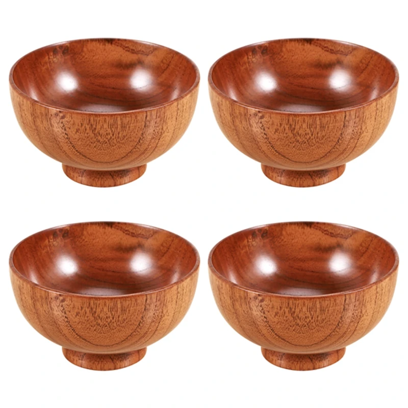 Jujube Japanese-Style Wooden Bowl Wooden Rice Bowl Noodle Bowl Solid Wood Bowl, Diameter 4.5 Inches By 2-5 / 8 Inches, For Rice,