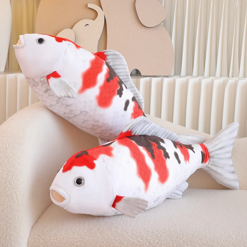 Oreiller Peluche Poisson Carpe Koi Réaliste 40 Cm - Coussin Poisson Doux 3D - Décoration Canapé, Chambre Enfant Ou Adulte