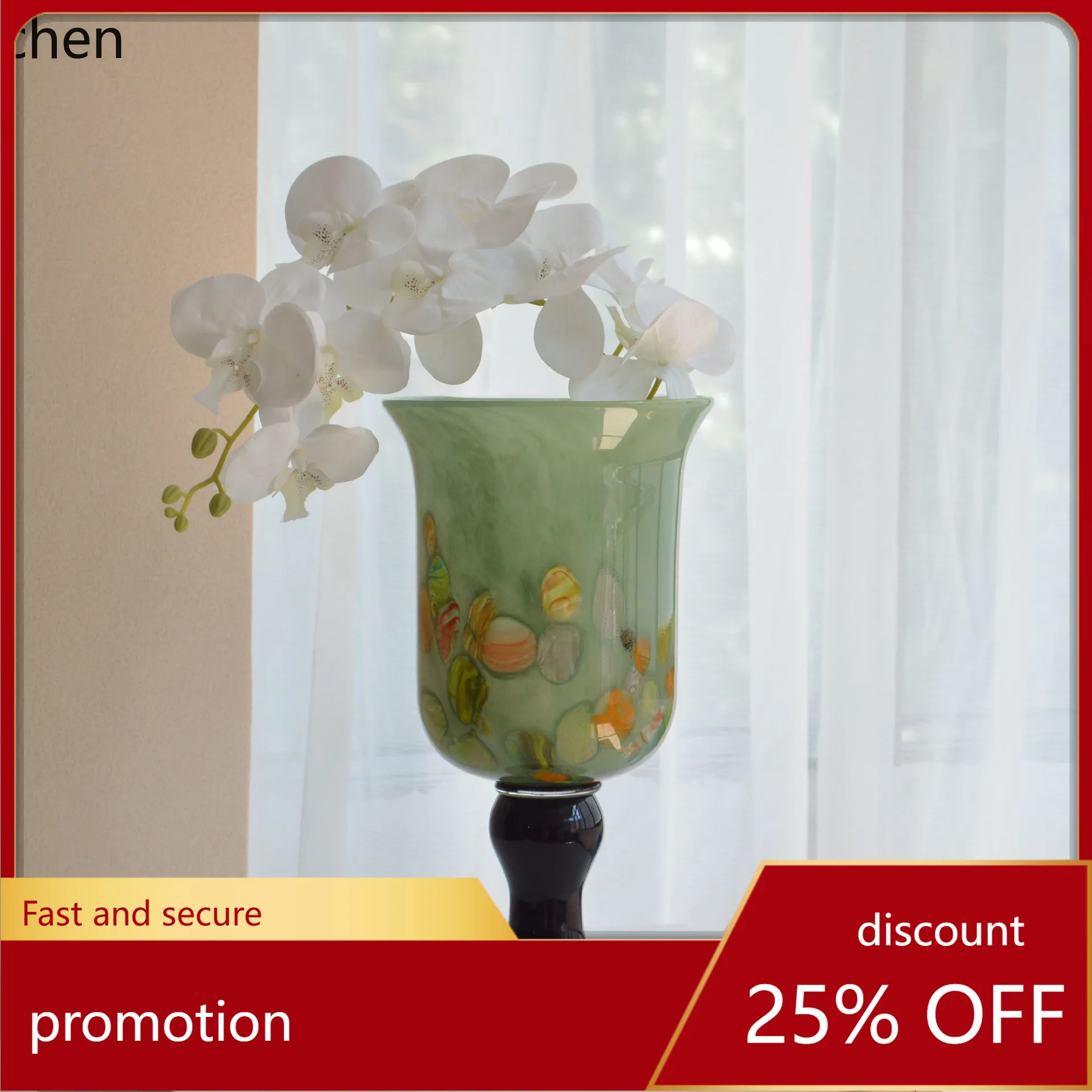 

Zml retro tall handmade glass vase flower arranger