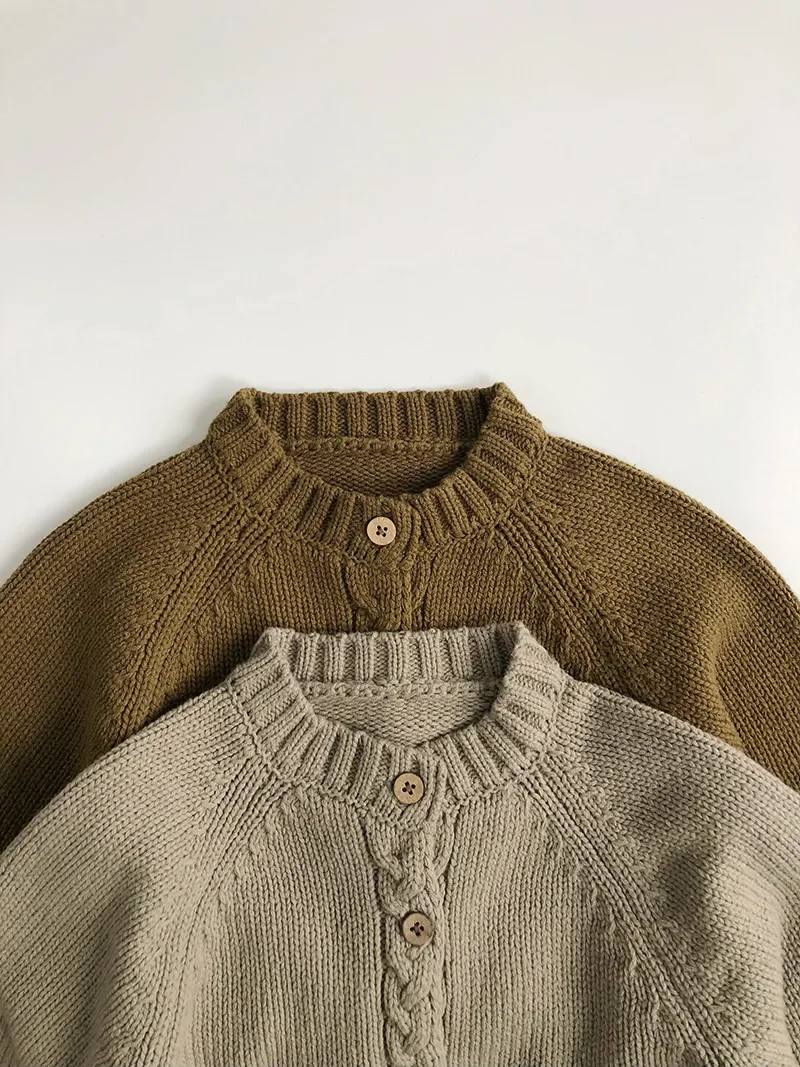 MILANCEL Maglione per bambini in stile coreano 1-6 anni Cardigan allentato per ragazzi Cappotto per ragazze lavorato a maglia retrò Capispalla