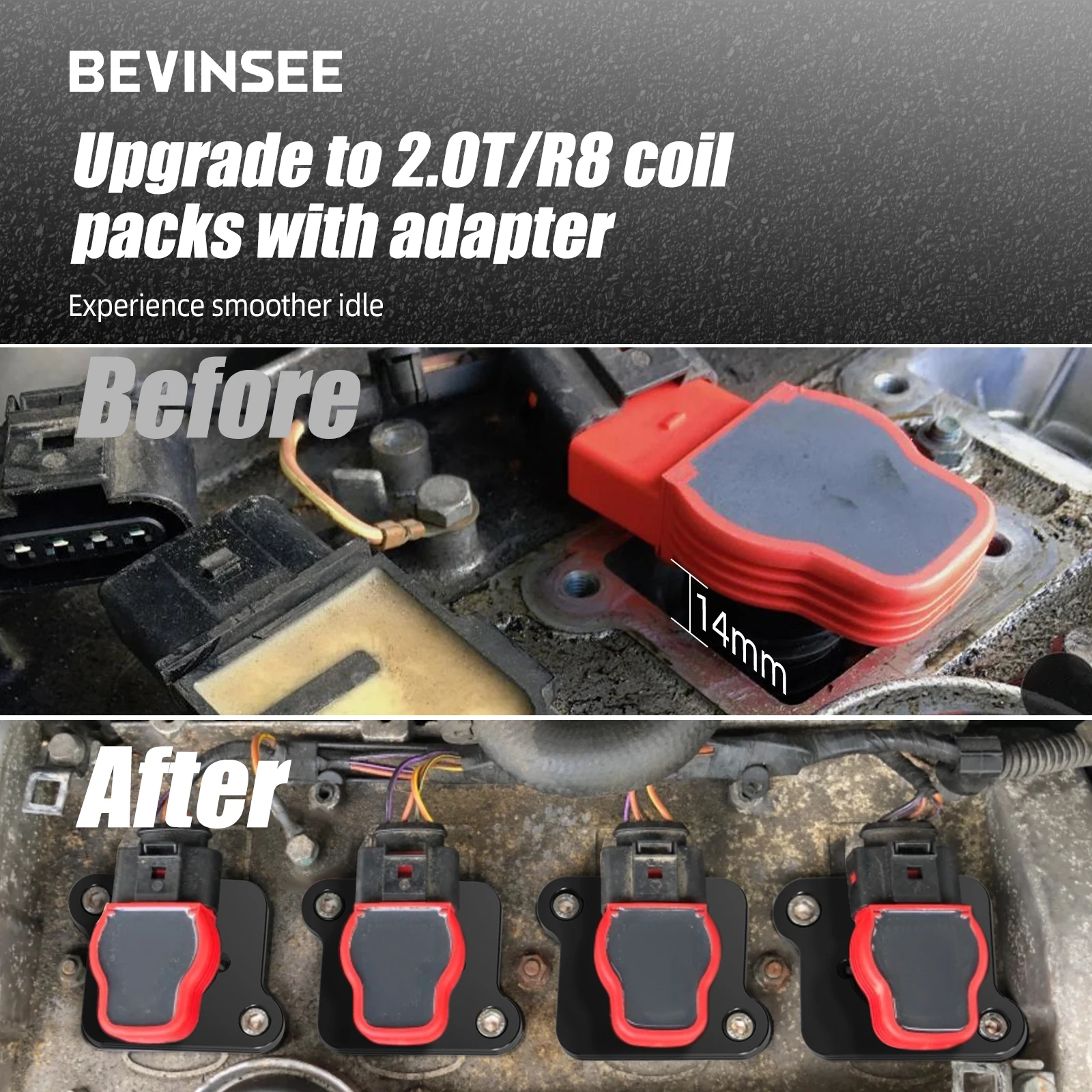 For 1.8T to 2.0TFSI Coil Pack Adapter Plates, for VW Golf/for GTI/for Jetta MK4 for Passat for Beetle, for Audi A3 A4 A6 S3 TT