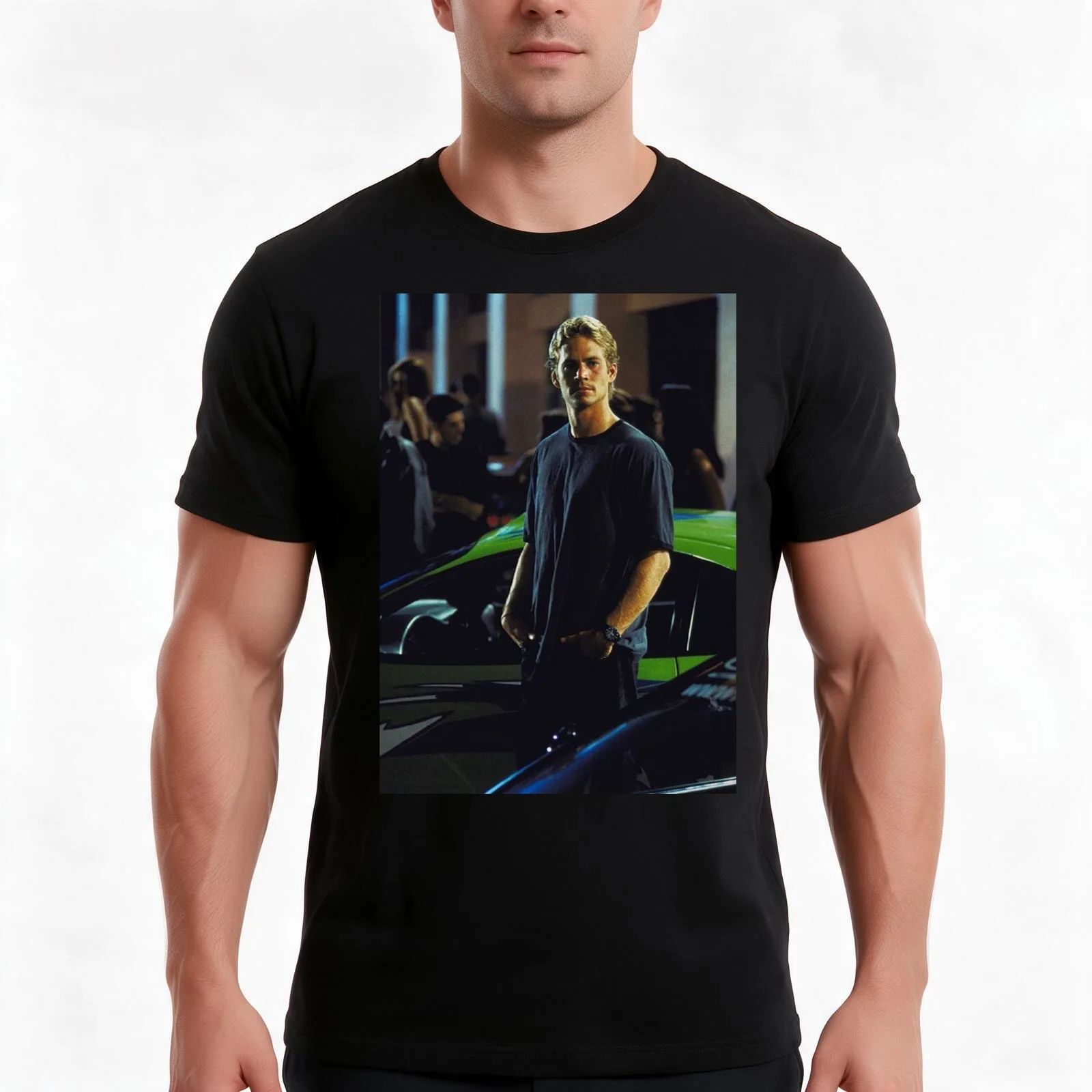 Paul Walker's Automotive Elegance: A Timeless Bond with His Beloved Car T-Shirt Summer Casual Cotton Tee Vintage Graphic Print