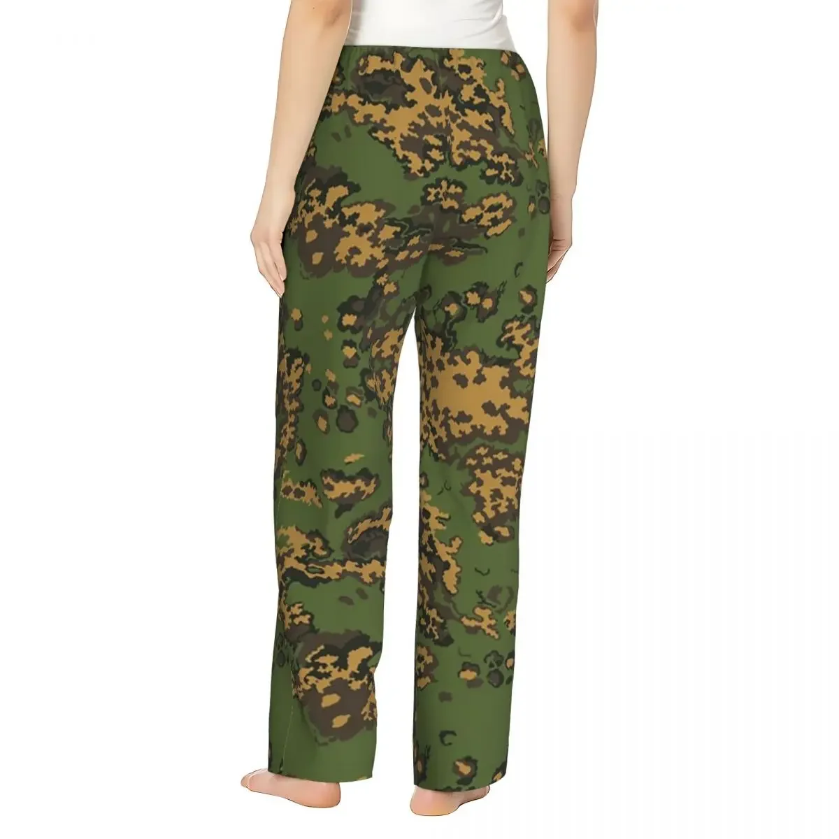 Custom Splintertarn German WW2 Camouflage Army Military Camo Women Pajama Pants Lounge Sleep Sleepwear Bottoms with Pockets view 2