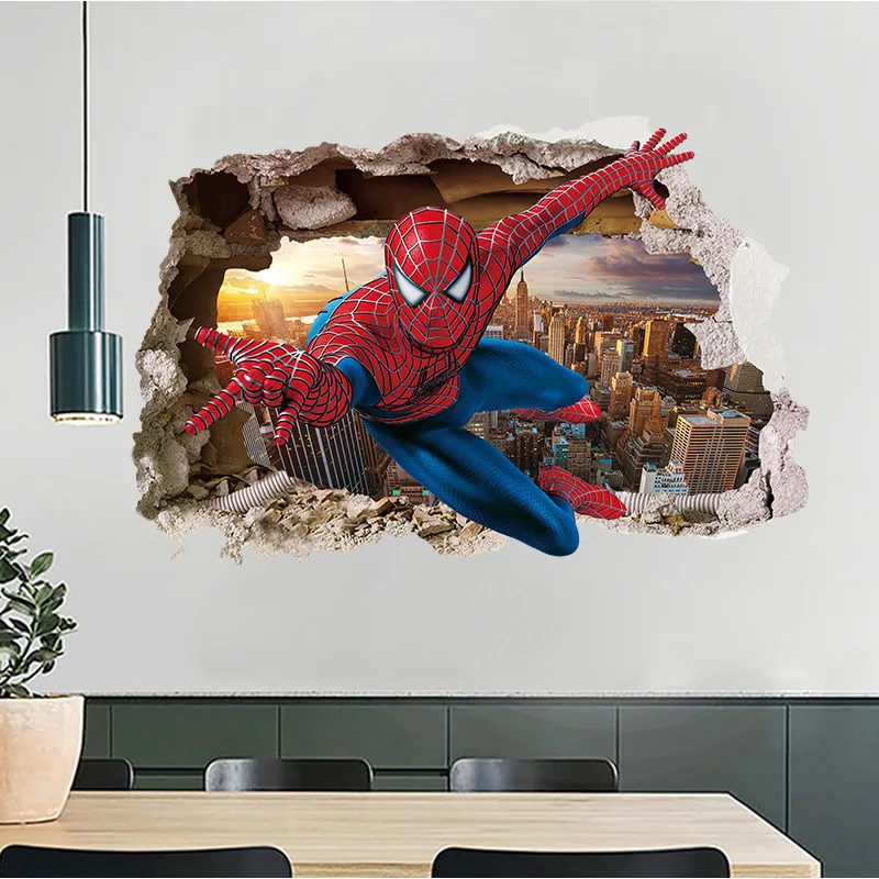3D Spiderman Wall Sticker Self Adhesive Waterproof Removable Art Mural For Living Room Background Home Decor