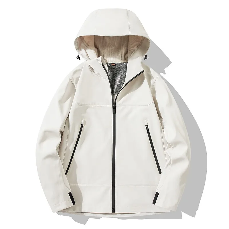 سترة رجالية عصرية مقاومة للماء ومضادة للرياح بغطاء للرأس للمشي لمسافات طويلة والتخييم والرياضة سترة مقاومة للرياح سترة خفيفة الوزن