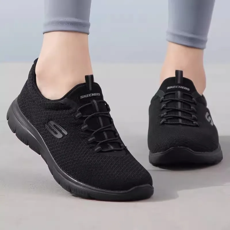 Skechers รองเท้าผ้าใบสตรีฤดูร้อนรองเท้าวิ่งลําลองตาข่ายระบายอากาศรองเท้าวิ่งช้าลง