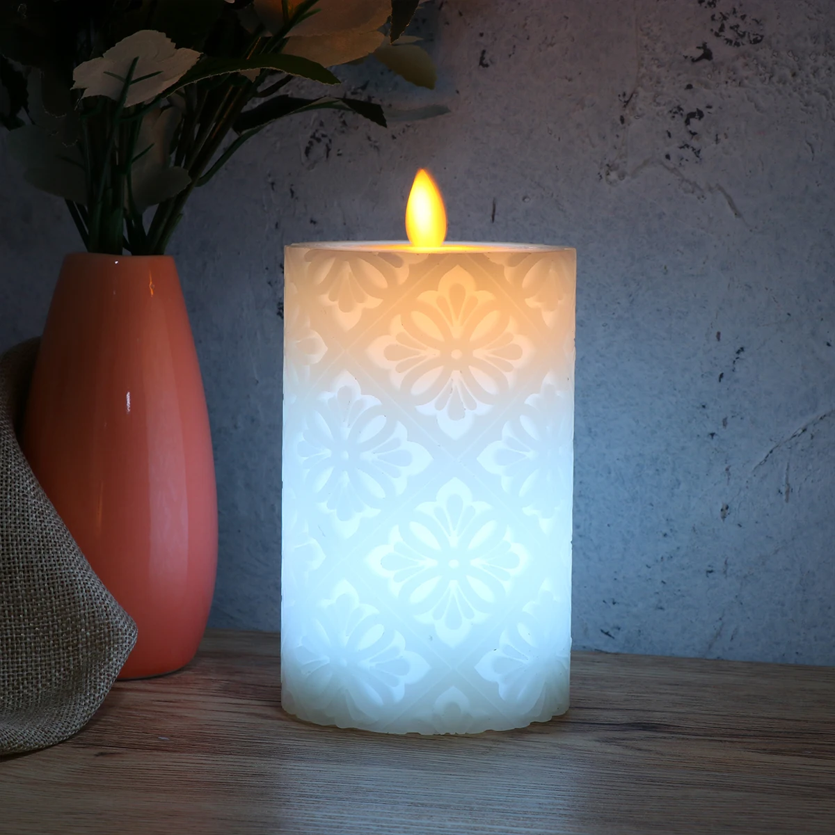 

LED Candles Electronic Lights Flameless Flickering Operated Hollow Flower Pattern Decorative Ideal for Halloween