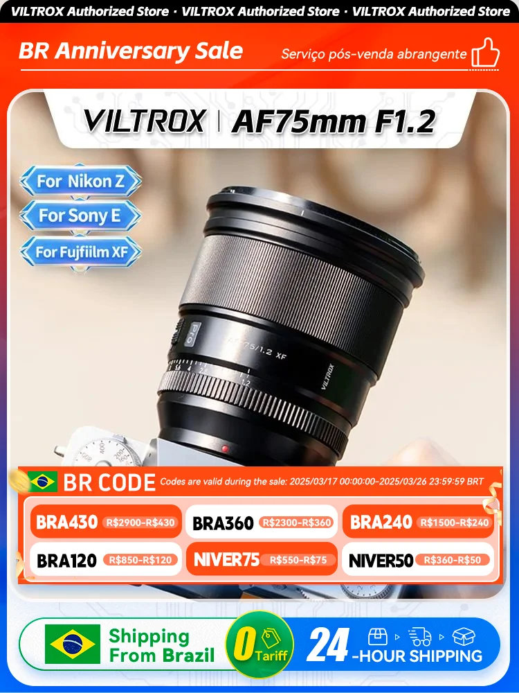 Viltrox 75mm F1.2 Pro APS-C Auto Focus Camera  Lens for Sony E ZVE10 ZVE 10 A6400 A6700 Nikon Z Z30 Z6 Z5 Z50 Fujifilm XF 75 1.2