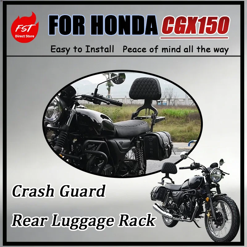 For Honda CGX150 Anti-Crash Crash Bar with Thickened Tubing for Impact Cushioning Reinforced Rear Luggage Compatible