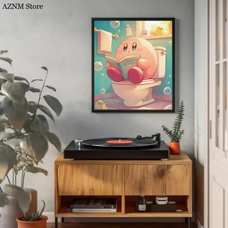 Funny Bathroom Cartoon Video Game Poster Cute Animated Characters Toilet Canvas Painting Wall Art Shower Room Kids Home Decor view 2