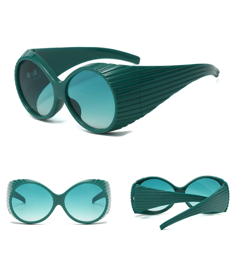 56971 übergroße ovale Brille Frauen Trend Schutz Sonnenbrille Farbverlauf Farbe Retro Sonnenschutz Spiegel Mode Streifen Farben uv400 – Detail 9