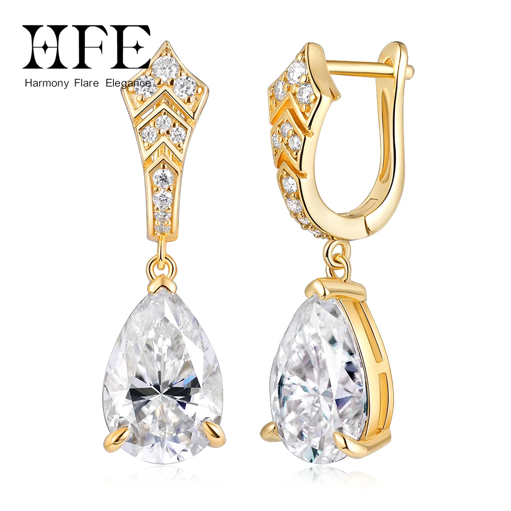 

HFE Pear Shape Moissanite Women's Teardrop Earrings D VVS1 High Quality Pure 925 Silver Elegant Party Jewelry Wedding Earring