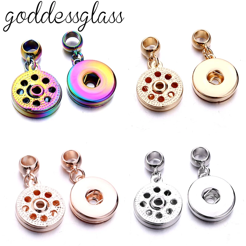 

Metal Silver/Golden/Black/Laser/Rose golden Plated snap charms pendant 18mm fit snan buttons jewelry for necklace PJ1015
