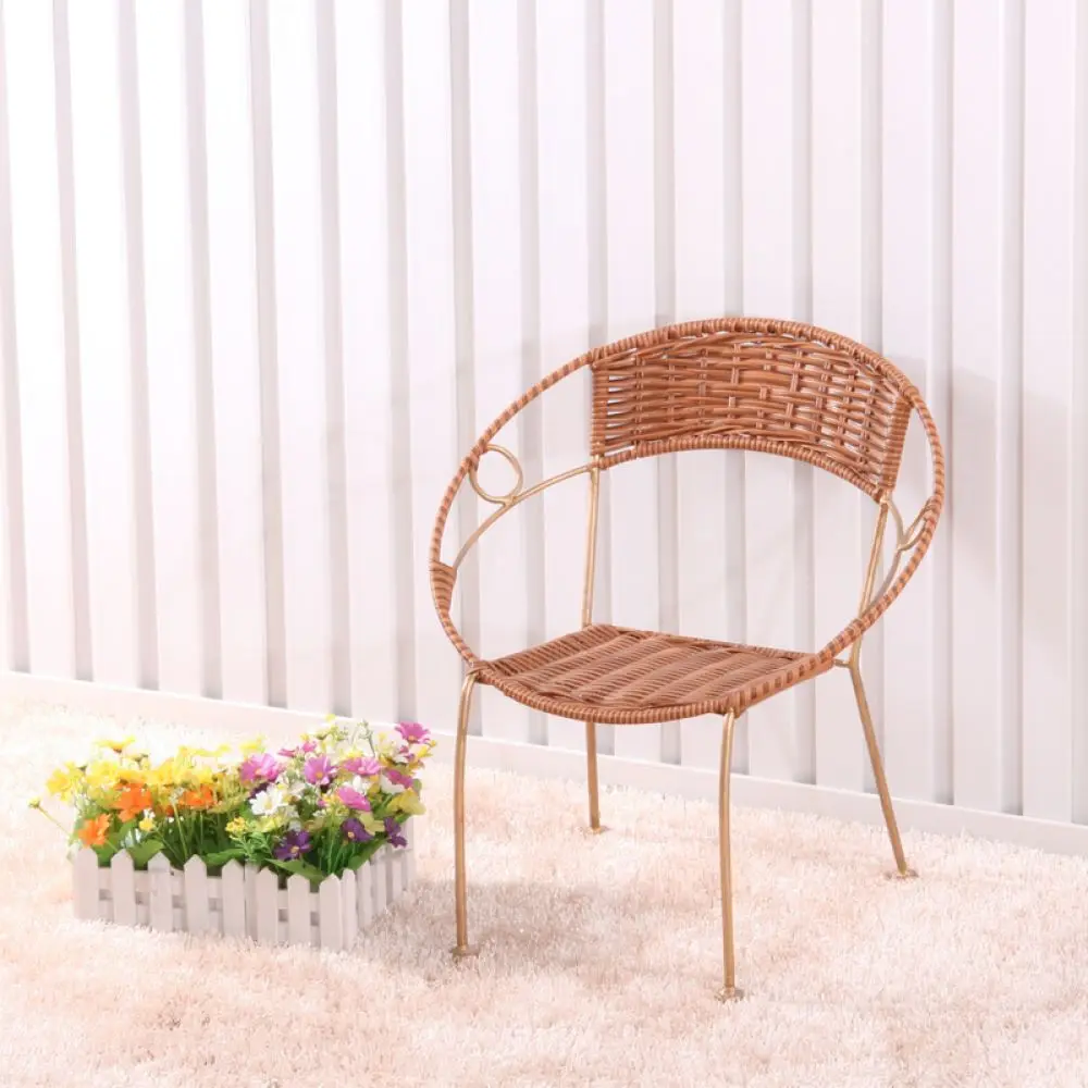 Durable Rattan Wicker Dining Chair Breathable Backrest Seat Stool For Modern Home Kitchen Patio Garden Furniture Decor
