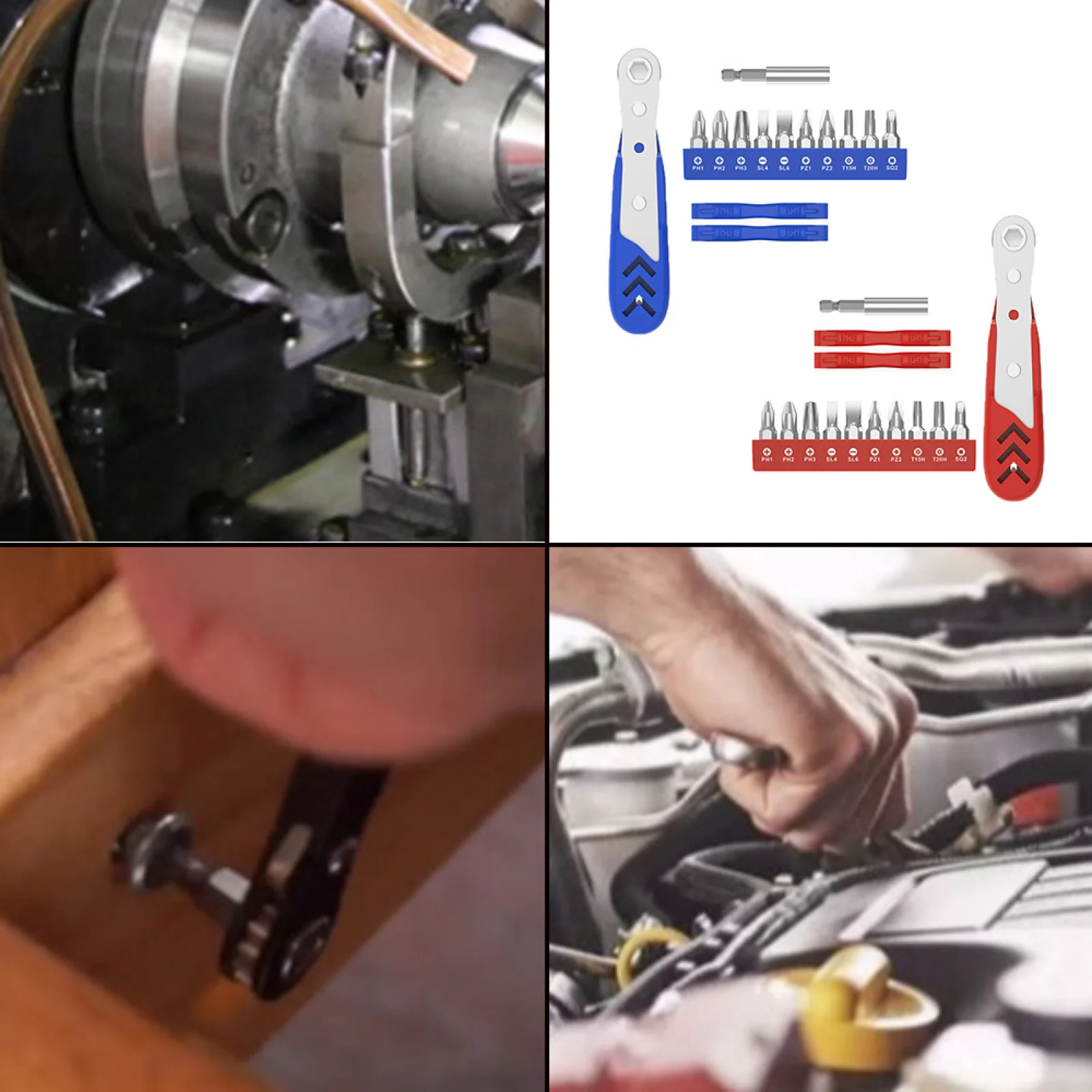 14 In 1 Blue Mini Ratchet Screwdriver Set L-Shaped Wrench Elbow Replaceable Head Wrench Multifunction Bidirectional Regulate