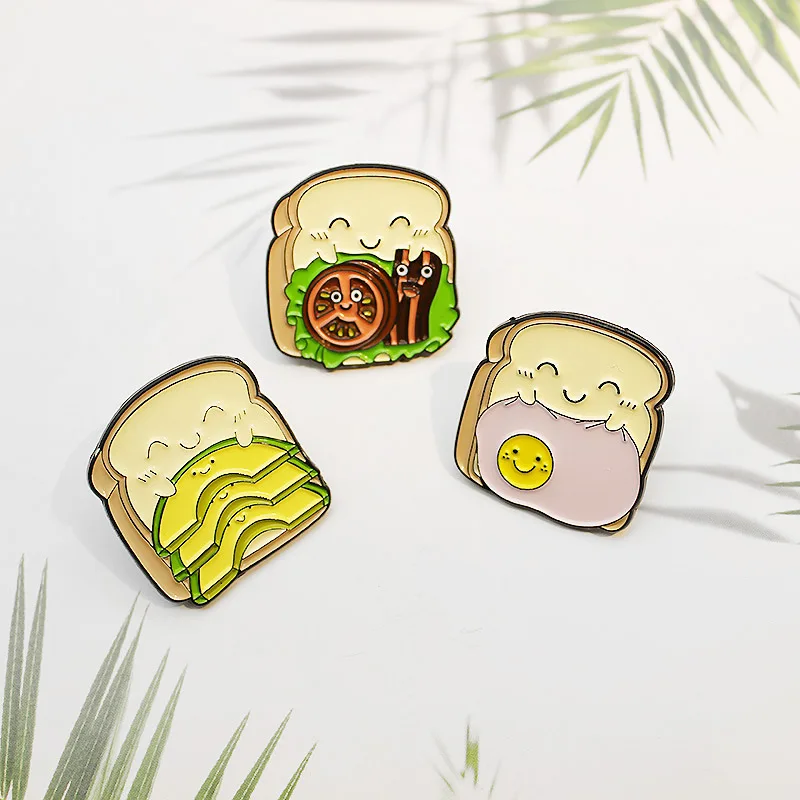 Bread Baby with Eggs Lettuce Tomato and Bacon Enamel pin Custom Dark White Brooches Bag Clothes Lapel Pin Badge Weather Jewelry