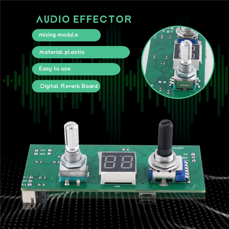 A74K-DSP Digital Reverberation Karaoke Reverb Board KTV Mixer Effector Anti-Whistling Module Multi-Sound Effects