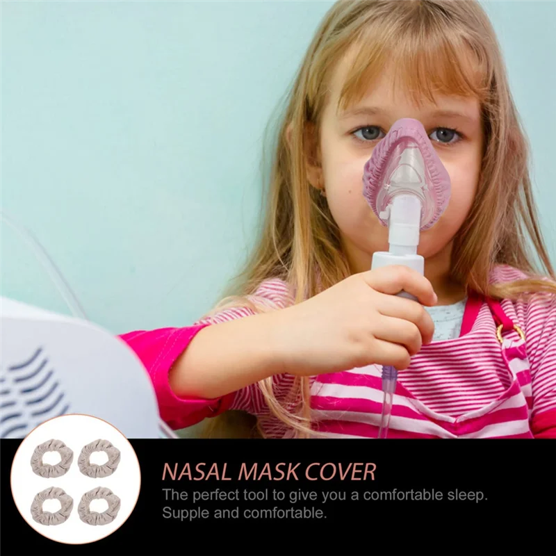 M04K 4 قطع من بطانات قناع CPAP قابلة لإعادة الاستخدام من القماش المريح لتقليل تسرب الهواء وتهيج الجلد باللون الرمادي