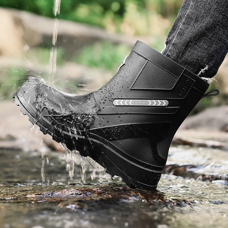 

2026 Men's Mid-Calf Waterproof Rain Boots | Non-Slip Wear-Resistant Outdoor Fishing Wading Work Boots