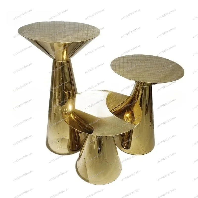 Luxury Gold Wedding Cake Table Stainless Steel Shiny Wedding Event Cake Rack Table Set Dessert
