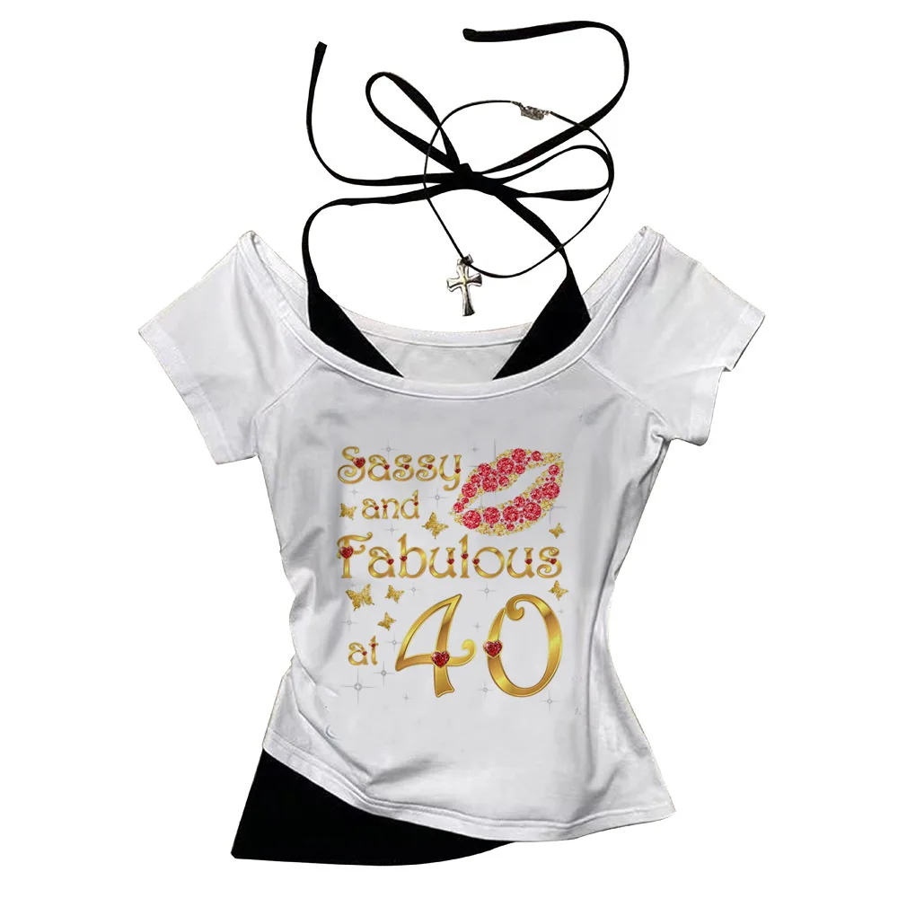 40 Fabulous Crown cropped top women grunge cheap 2000s cutecore tshirt japanese cutecore gyaru y2k anime