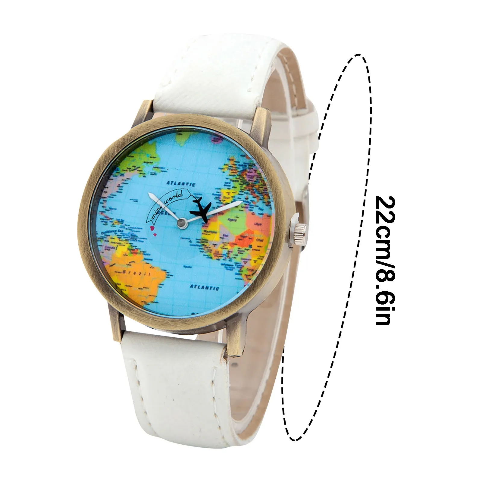 Unisex Digital Watch Fashion Retro Belt Quartz Watch Airplane Second Hand Map Watch Men And Women Casual Watches Dropshipping